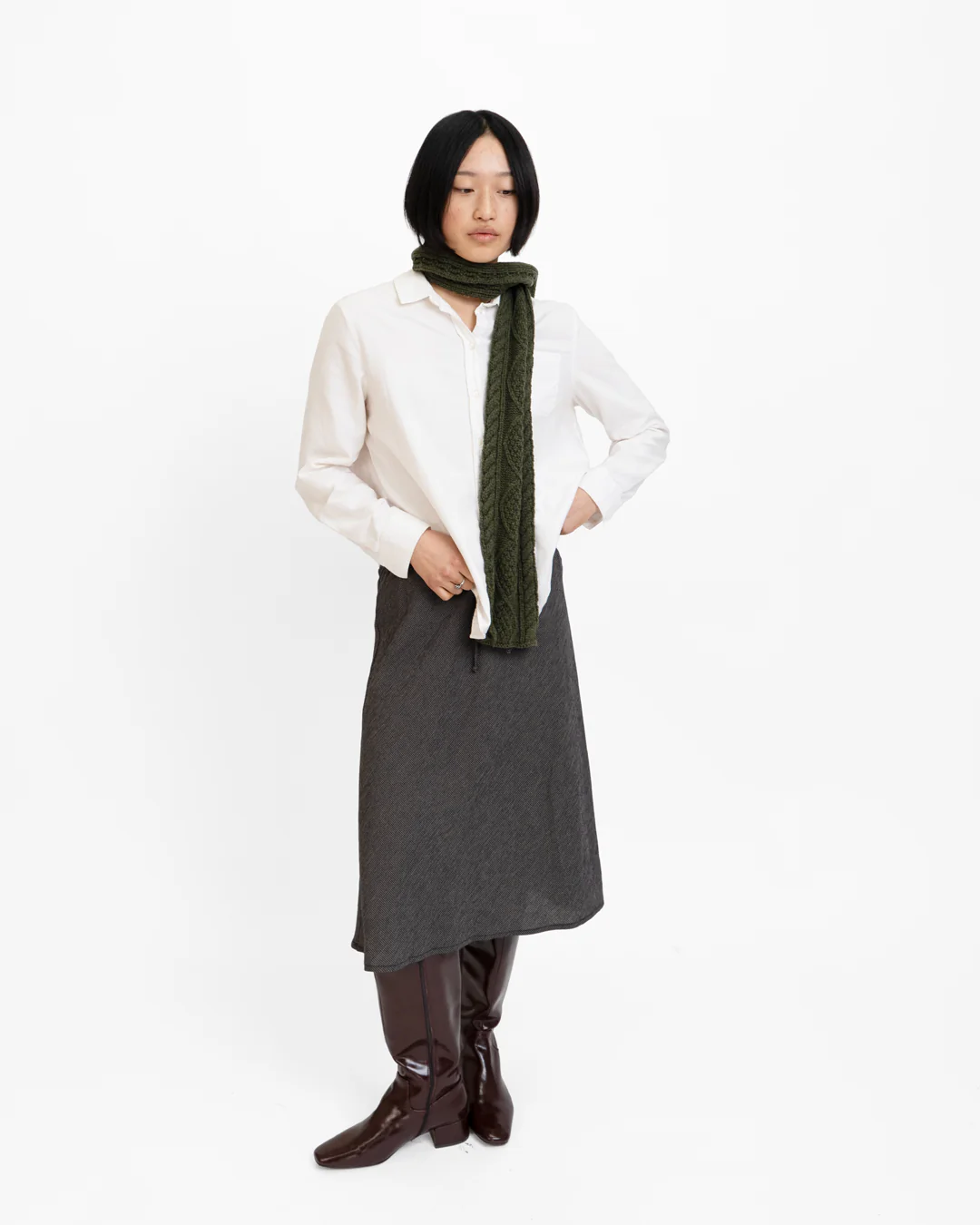 Cable Knit Skinny Scarf - Image 14