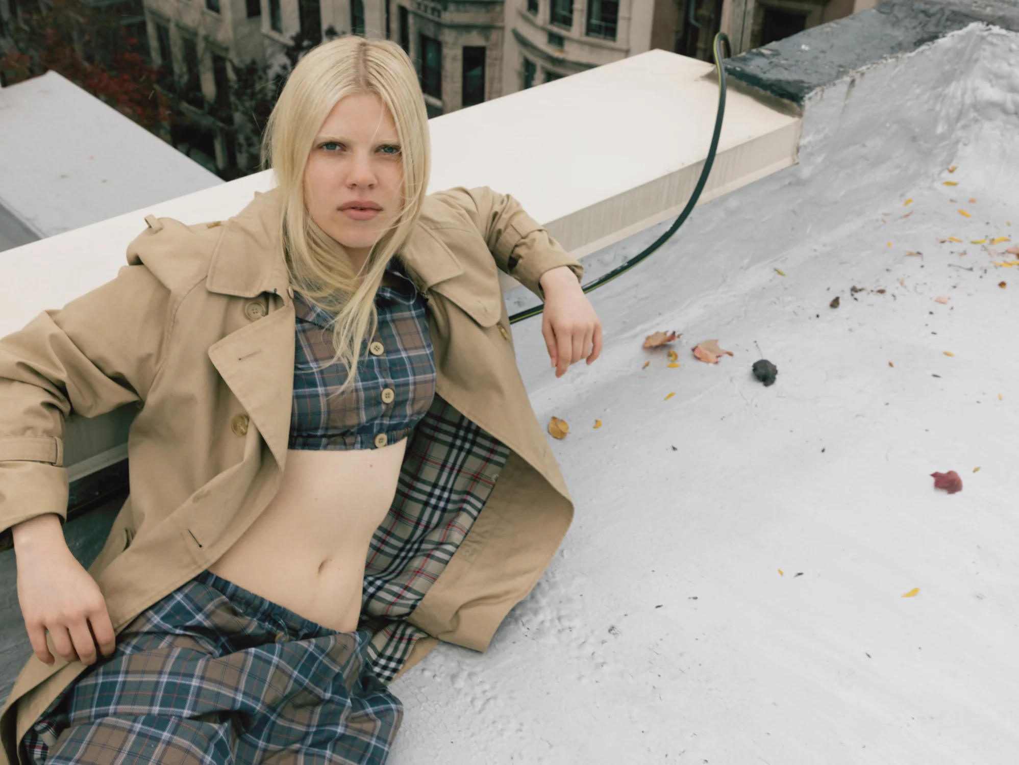 Plaid Cropped Blouse - Image 4