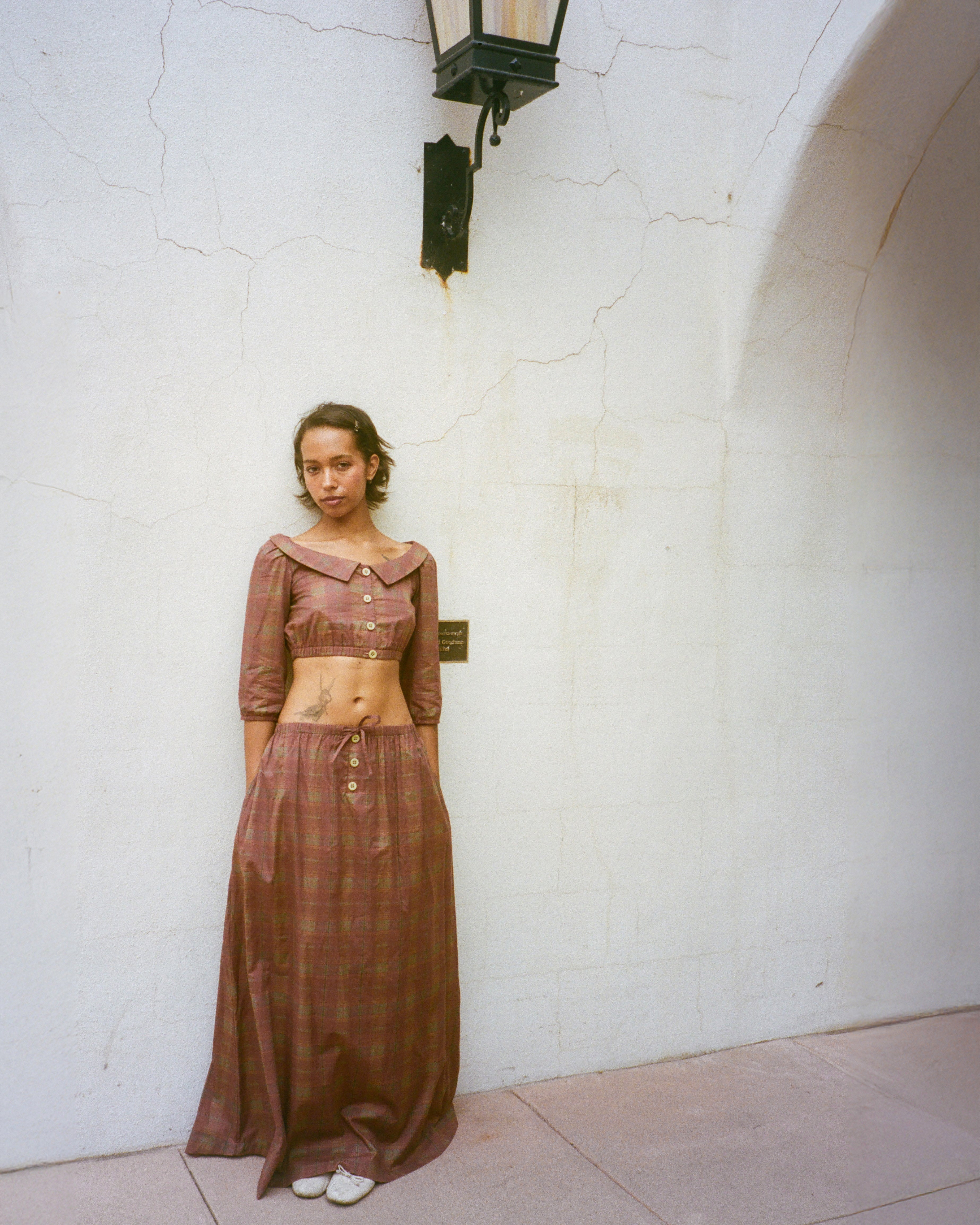 Plaid Cropped Blouse - Image 8